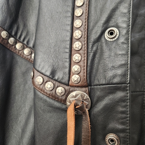 VINTAGE SCULLY Silver Studs and Conchos, Black Leather Jacket, Men's 44 - Picture 8 of 11